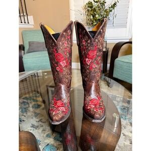 Old‎ Gringo Floral Western Embroidered boots with Red Roses Size 6